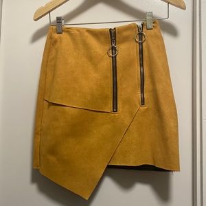 Missguided faux suede yellow skirt